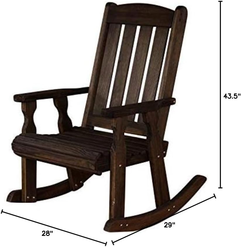 Amish Heavy Duty 600 Lb Mission Pressure Treated Rocking Chair (Dark Walnut Stain)