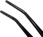 KAKURI Bonsai Tweezers Curved Serrated Tips with Spatula 8.8" - Made in Japan - Professional Bonsai Care Tool - Black Coated Japanese Stainless Steel