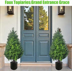 artificial potted plants boxwood topiary trees outdoor indoor on a desk or shelf
