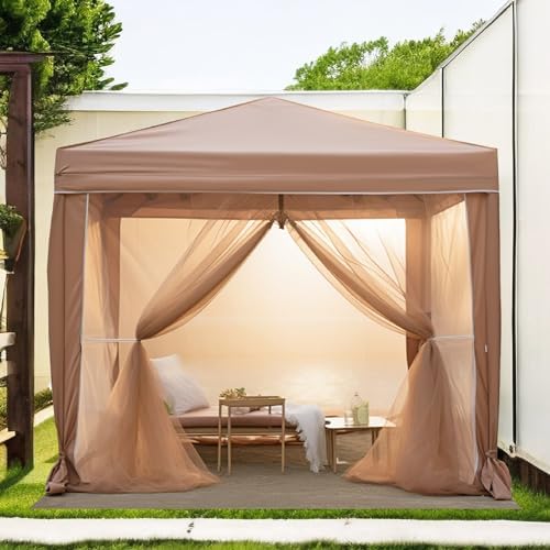 mfstudio 10x10 pop up canopy tent with netting shown in use