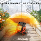 pasapair greenhouse heater with remote, 1500w fast heating shown in use