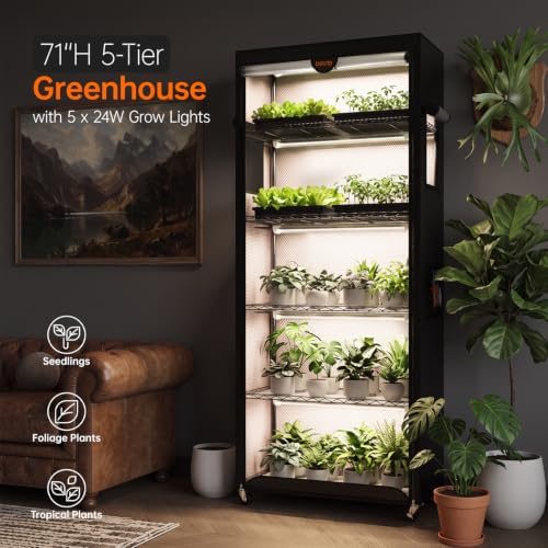 bstrip indoor greenhouse with grow light oxford, 29.5x13.8x70.9in shown in use