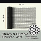 pet proof barrier net, black plastic chicken wire shown in use
