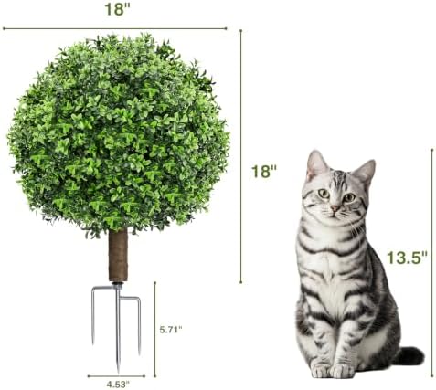 23.7" artificial boxwood topiary ball trees shown in use