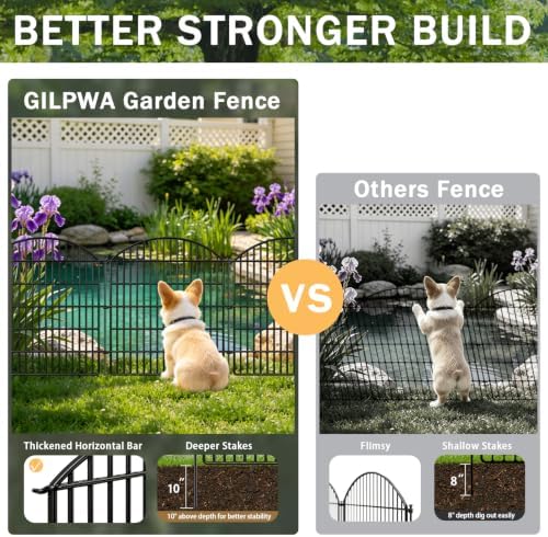 10 panels garden fence animal barrier with lock, side view