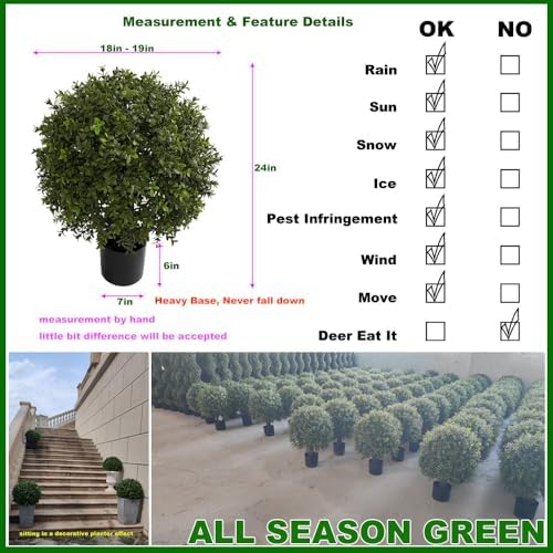 all season green 2't 19''d topiaries trees artificial, side view