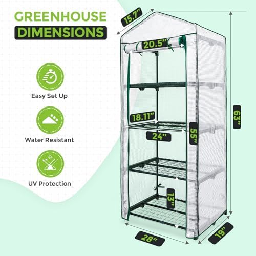 eagle peak mini greenhouse for indoor outdoor, 27x19x64, close-up detail