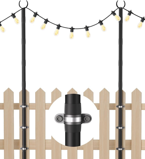 10ft string light poles for fence & deck, main product view