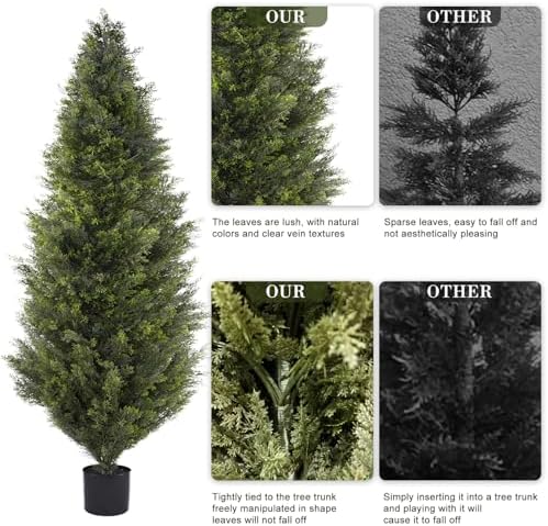 6ft artificial cedar topiary trees, set of 2, side view