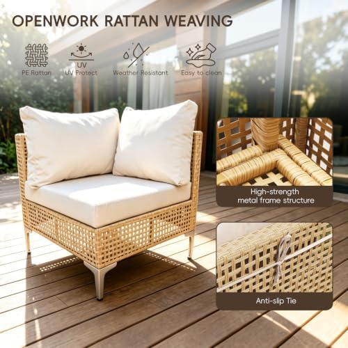 boho outdoor patio furniture set - 3 piece showing dimensions