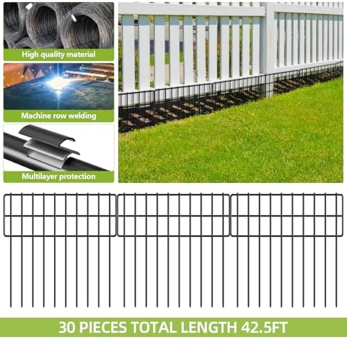 42.5ft(l) x 13in(h) animal barrier fence, 30 panels, front angle view