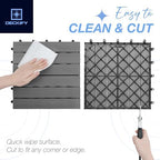 acacia interlocking deck tiles outdoor waterproof all weather, front angle view