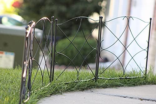 ashmanonline galvanized garden fence 24in x 10ft, black, side view