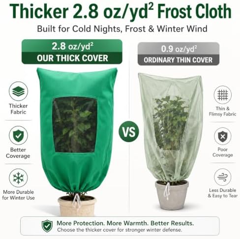 95 x 95 inch plant covers with clear, close-up detail