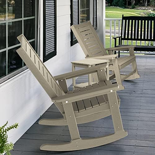 greenvines outdoor rocking chairs set of 2, hdpe showing dimensions