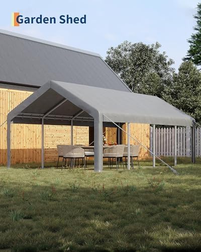 13x25 ft carport with 10 sandbags, car port showing dimensions