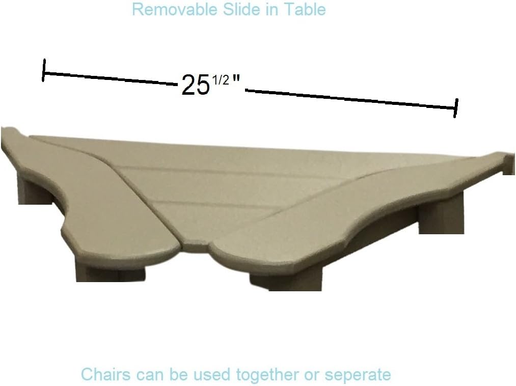 Recycled Poly Resin Balcony Chair Settee | Durable and Eco-Friendly Adirondack Armchair and Removable Side Table | This Patio Furniture is Great for Your Lawn, Garden, Swimming Pool, Deck.