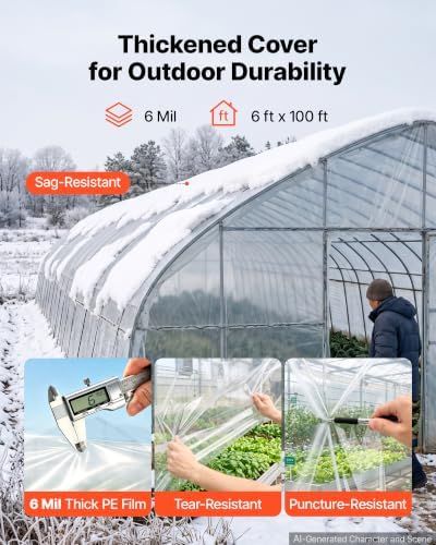 vevor greenhouse plastic sheeting 6 x 100 ft shown in use