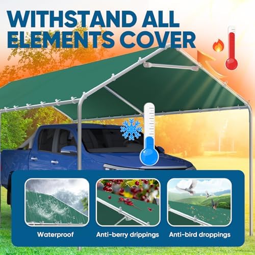 quictent 10x20 ft heavy duty carport canopy galvanized, side view