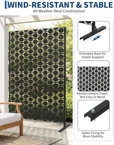 metal privacy screen, 48" w x 75" h, close-up detail