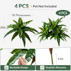 artificial greenery stems fake bird nest fern faux, side view
