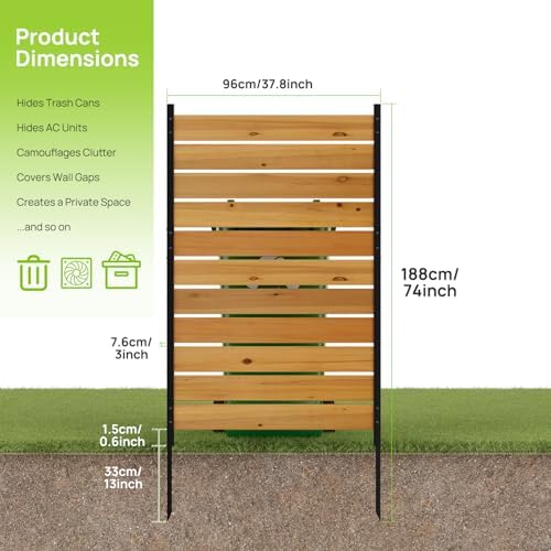 wood privacy fence screen outdoor privacy panels ac, side view