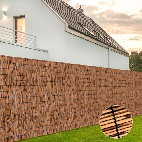 koiueyw bamboo reed fencing, light russet bamboo screens, side view