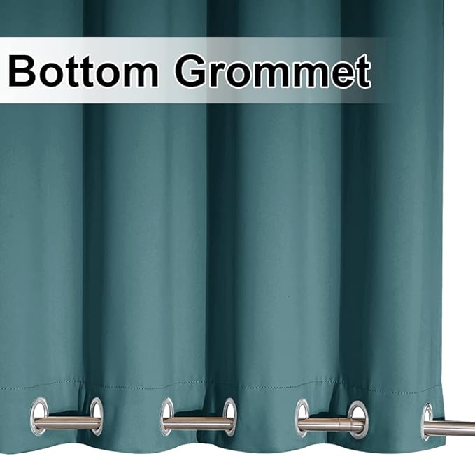 NICETOWN 2 Panels Windproof Outdoor Curtains Top and Bottom Grommet for Patio Waterproof, Fixed Outdoor Blinds Keep Warm & Privacy Thermal Insulated Blackout Drapes for Cabana, W52 x L84, Teal