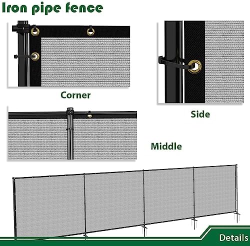 5'hx12'w outdoor freestanding privacy screen fence panels with, side view