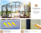 howe 14x9.5x9 ft pavilion styled greenhouse with clear showing dimensions