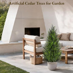 4ft artificial cedar trees, set of 2 faux, side view