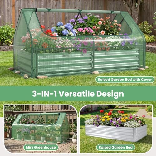 happygrill raised garden bed with cover, 2 large, close-up detail