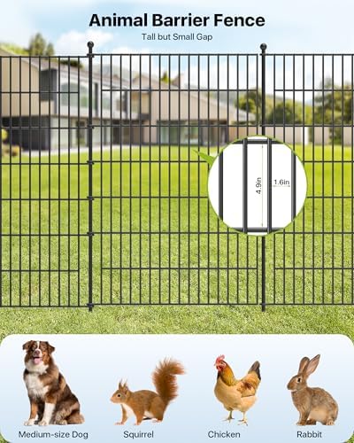 garden fence animal barrier with gate 40in(h) x23ft(l) showing dimensions