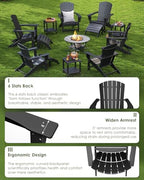GREENVINES Oversized Adirondack Chairs Set of 2, HDPE All Weather, Black | 21.6" Extra-Wide Seat | 400 lb Capacity | Stable Structure | Plastic Fire Pit Chairs | for Outdoor Patio Deck