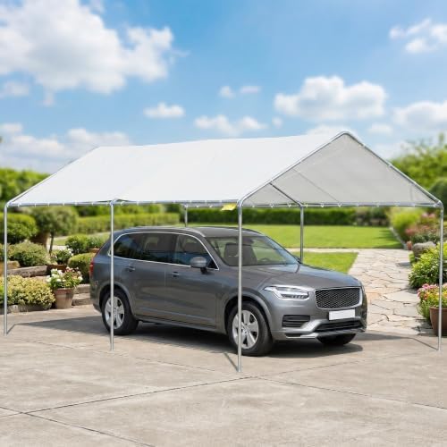 outsunny 10'x20' carport outdoor heavy duty galvanized car, view 9