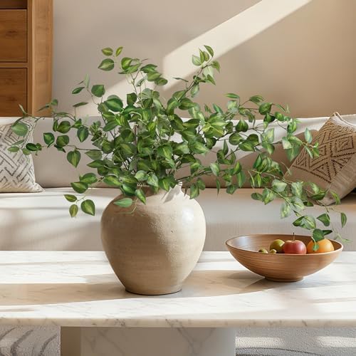 hyeflora 5pcs artificial eucalyptus leaves stem plants for, front angle view
