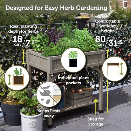 vegtrug 8 pocket herb garden, wooden herb planter, package contents