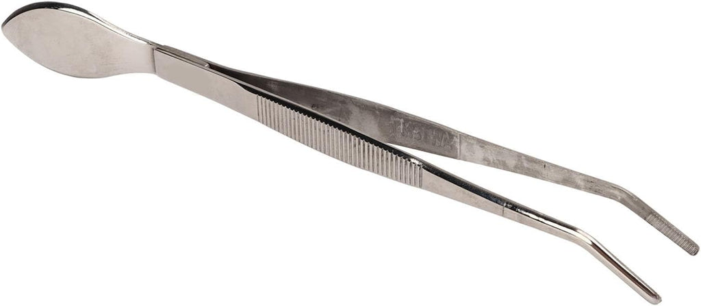 Bonsai Tweezers, Curved Tip Stainless Steel Professional Potted Plant Tweezers with Spatula, for Garden Bonsai Soil Loosening and Changing Pots