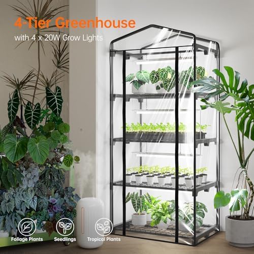 bstrip indoor greenhouse with grow light, 4x20w plant shown in use