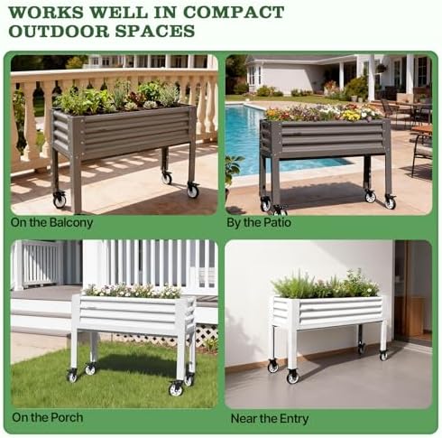 anleolife rolling elevated raised garden bed with wheels, package contents