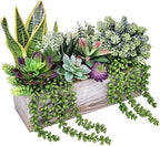 assorted artificial succulents fake plants in rectangular wooden, main product view