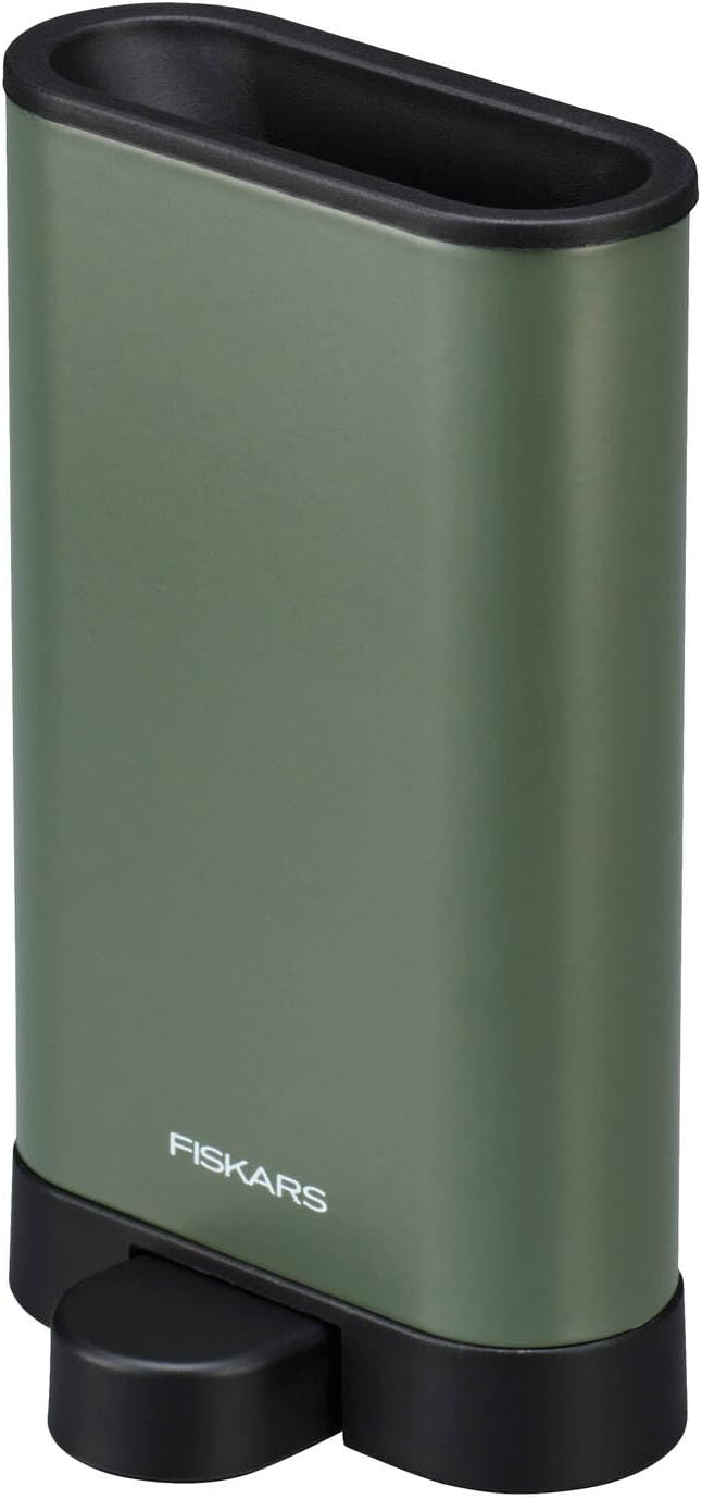Fiskars Urban Plant Care Small Shears with Holder | For fine cuts on indoor plants, total length 17 cm, stainless steel/plastic, dark green/black, 1075315