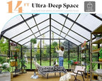 amerlife 12x13.5x9ft hybrid polycarbonate greenhouse quick-connect assembly, side view
