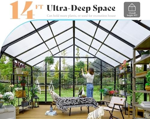 amerlife 12x13.5x9ft hybrid polycarbonate greenhouse quick-connect assembly, side view