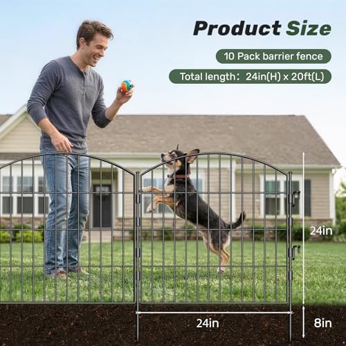 3-layer garden fence with gate 10 panel 24in shown in use