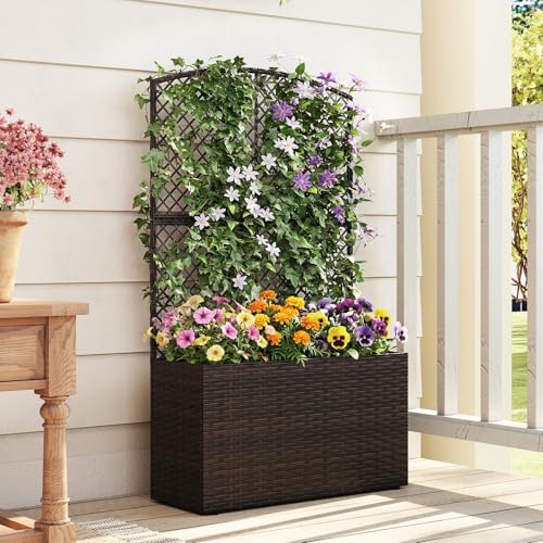 happygrill 2 raised garden bed with trellis &, view 9