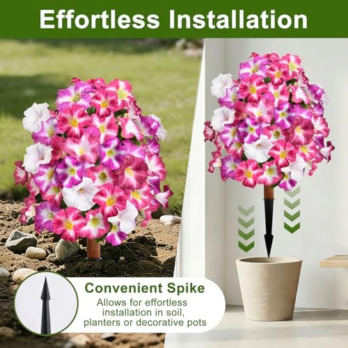 artificial petunias with ground stake set of 2, package contents