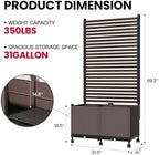 6ft planter box with privacy screen, trellis and, side view