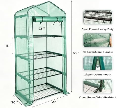 worth garden 4 tier mini greenhouse - 63'', package contents