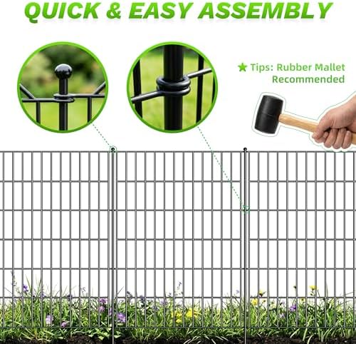 toolterritary 5 panels no dig decorative garden fence showing dimensions